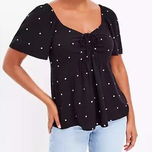 LOFT Sweetheart Neckline Polka Dot Top XL